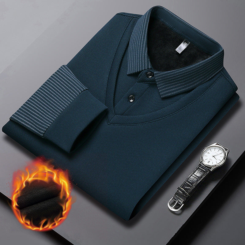 š Hot Saleš„Striped Lapel Fake Two-Piece Shirt