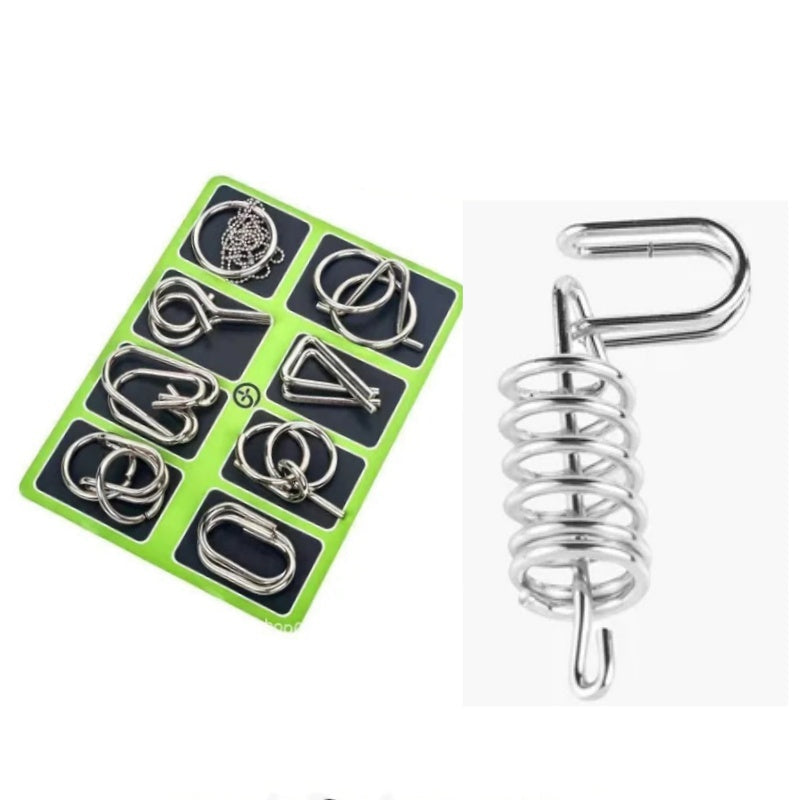 🔥Last day 50% Off 🔥Metal Puzzle Ring Eight-Piece Blue Version Brain Teasers,Developing the human brain