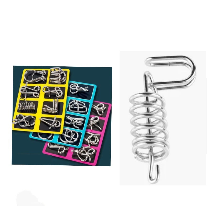 🔥Last day 50% Off 🔥Metal Puzzle Ring Eight-Piece Blue Version Brain Teasers,Developing the human brain