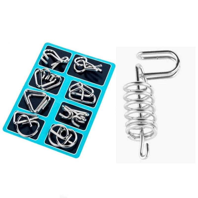 🔥Last day 50% Off 🔥Metal Puzzle Ring Eight-Piece Blue Version Brain Teasers,Developing the human brain