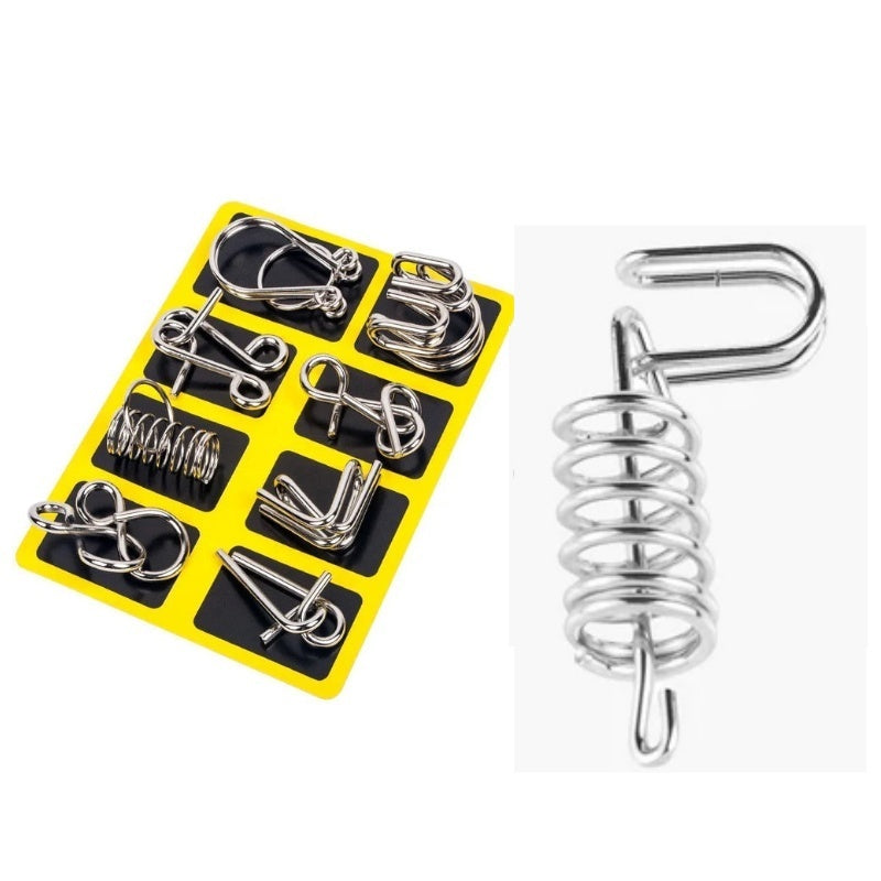 🔥Last day 50% Off 🔥Metal Puzzle Ring Eight-Piece Blue Version Brain Teasers,Developing the human brain