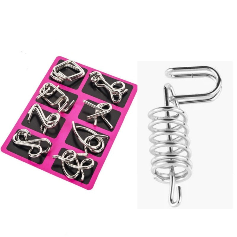🔥Last day 50% Off 🔥Metal Puzzle Ring Eight-Piece Blue Version Brain Teasers,Developing the human brain