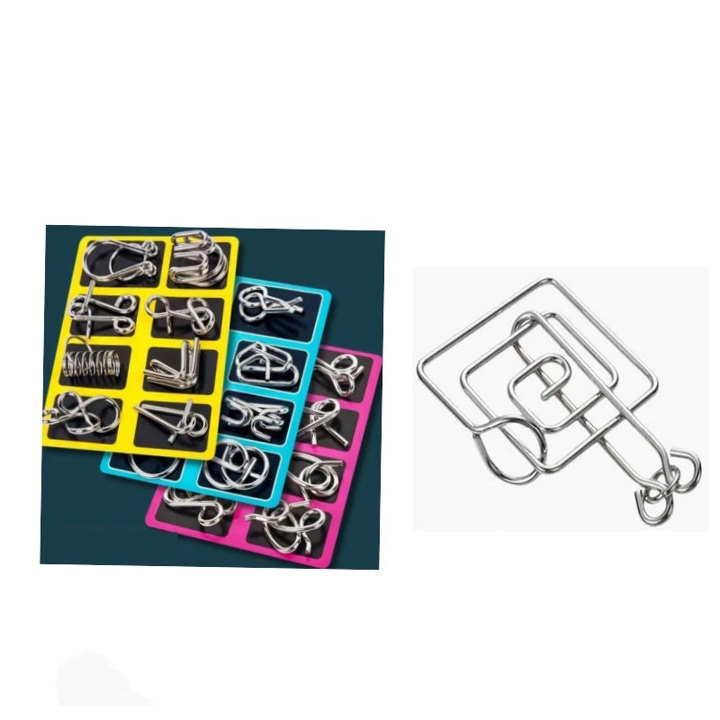 🔥Last day 50% Off 🔥Metal Puzzle Ring Eight-Piece Blue Version Brain Teasers,Developing the human brain