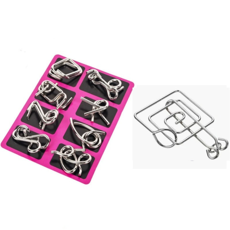 🔥Last day 50% Off 🔥Metal Puzzle Ring Eight-Piece Blue Version Brain Teasers,Developing the human brain