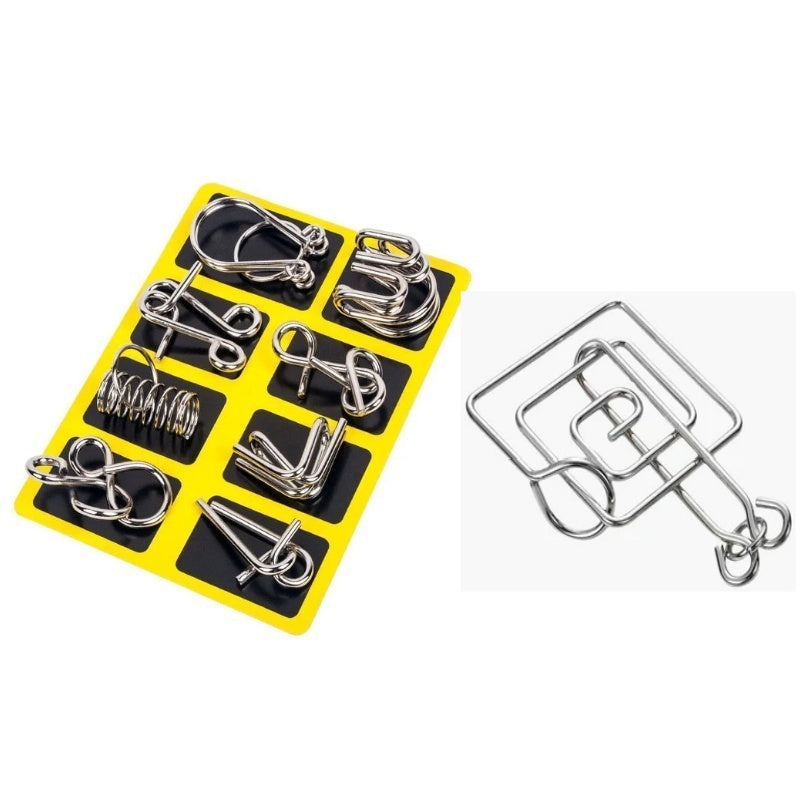 🔥Last day 50% Off 🔥Metal Puzzle Ring Eight-Piece Blue Version Brain Teasers,Developing the human brain