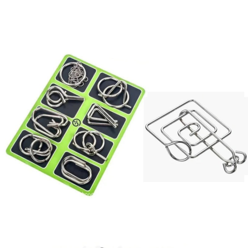 🔥Last day 50% Off 🔥Metal Puzzle Ring Eight-Piece Blue Version Brain Teasers,Developing the human brain