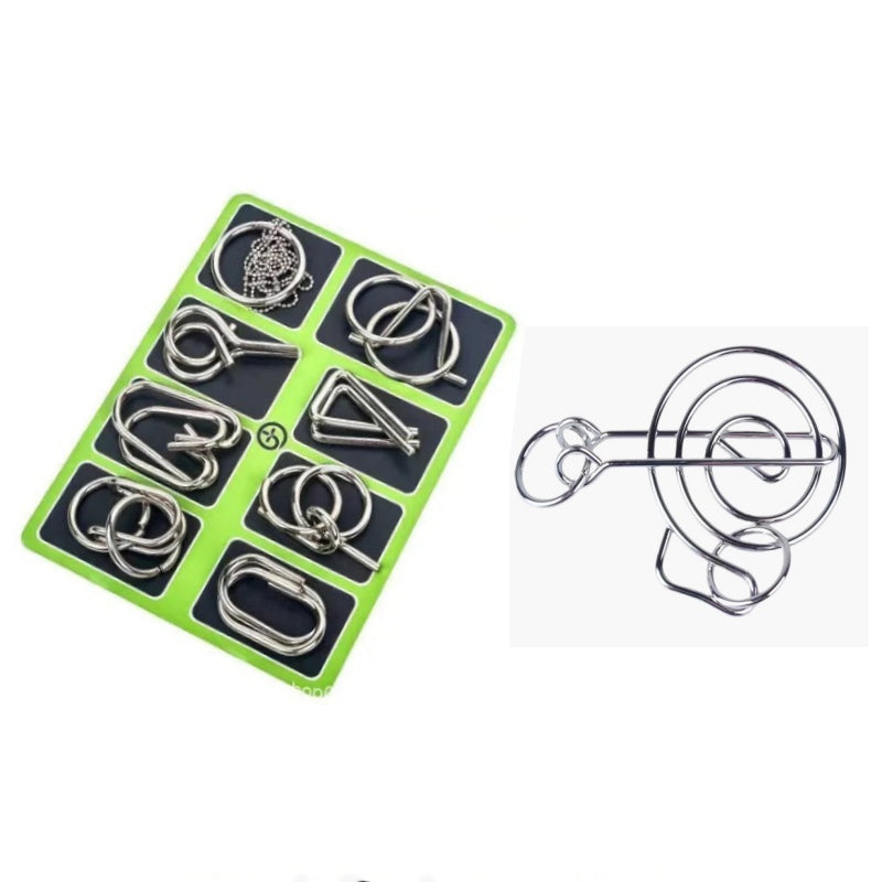 🔥Last day 50% Off 🔥Metal Puzzle Ring Eight-Piece Blue Version Brain Teasers,Developing the human brain