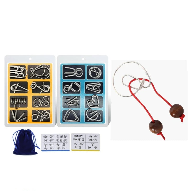 🔥Last day 50% Off 🔥Metal Puzzle Ring Eight-Piece Blue Version Brain Teasers,Developing the human brain