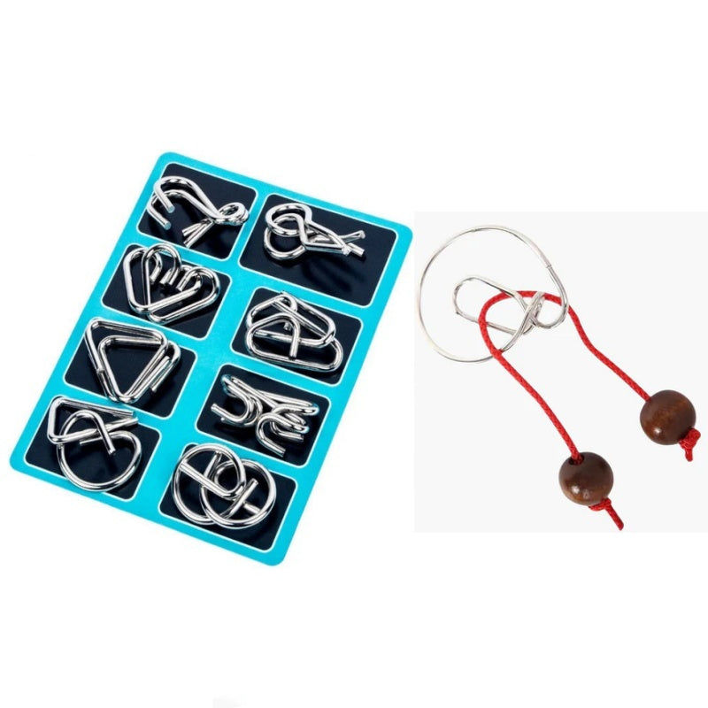 🔥Last day 50% Off 🔥Metal Puzzle Ring Eight-Piece Blue Version Brain Teasers,Developing the human brain