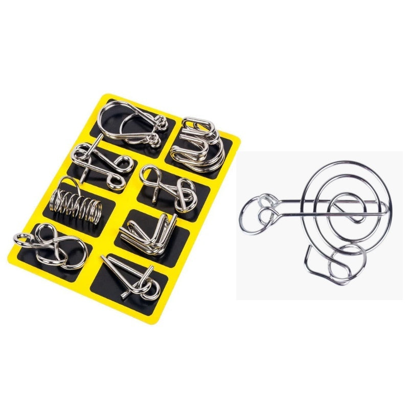 🔥Last day 50% Off 🔥Metal Puzzle Ring Eight-Piece Blue Version Brain Teasers,Developing the human brain