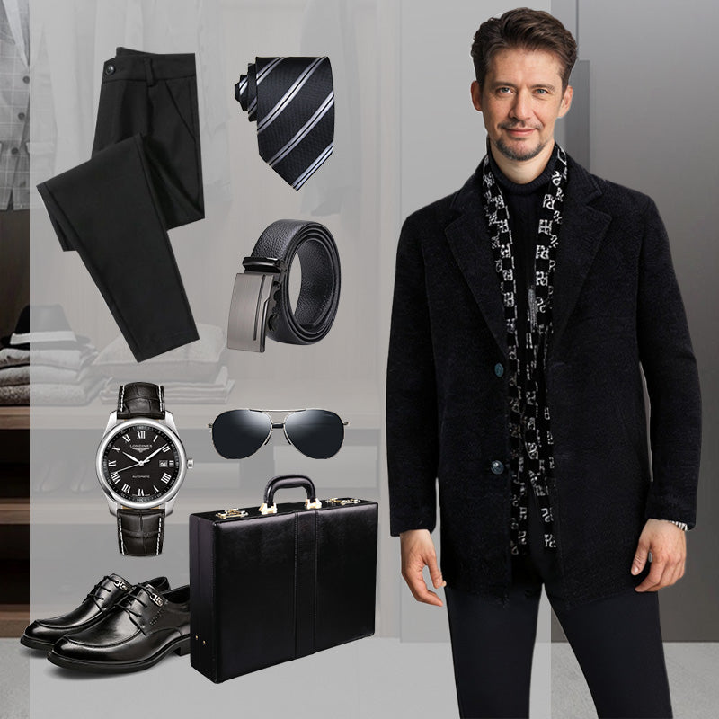 FREE SHIPPINGšMenās Stylish Notched Lapel Winter Tweed Jacket with White Duck Down Lining