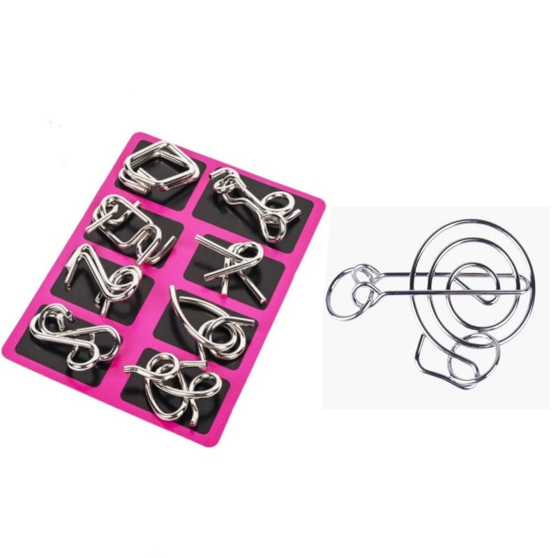 🔥Last day 50% Off 🔥Metal Puzzle Ring Eight-Piece Blue Version Brain Teasers,Developing the human brain