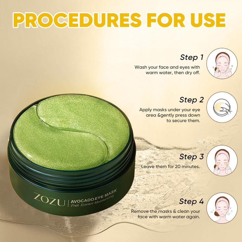 Avocado Moisturizing Collagen Eye bagMask,60pcs/set Under Eye Mask, Eye Care Product for Dark Eye Bags, Skin Care Gift Moisturizer Hydrating Comfort