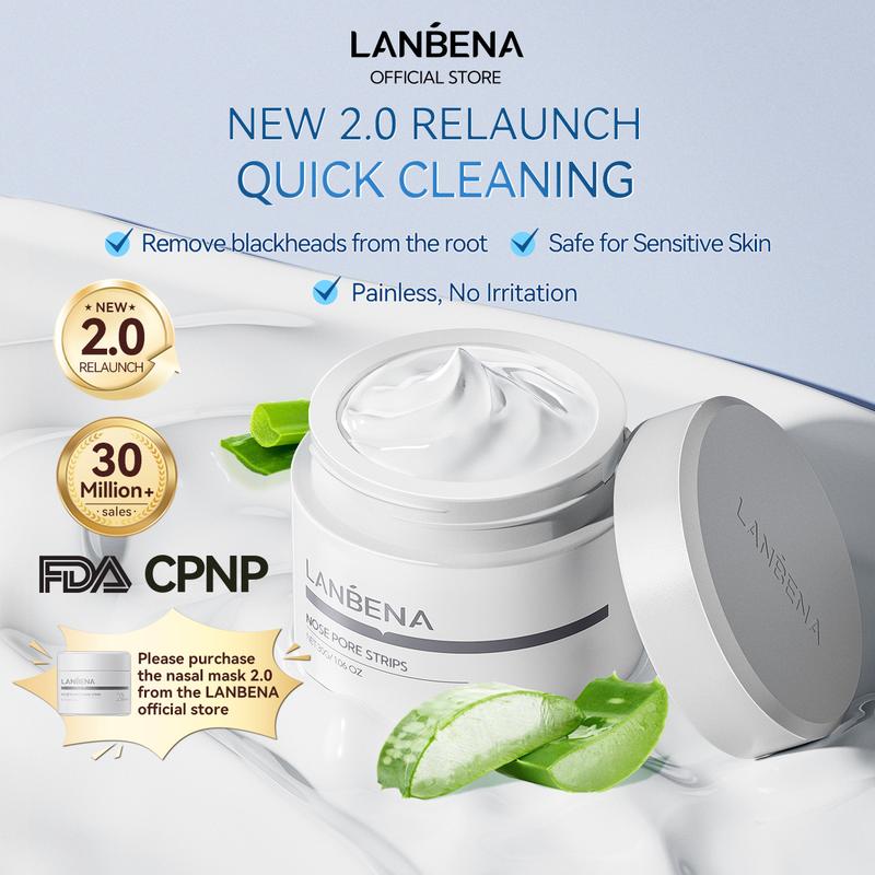 LANBENA 2.0 Blackhead Remover, Nose Plants Pore Strips Deep Cleansing Peel off Mask 【60Pcs】