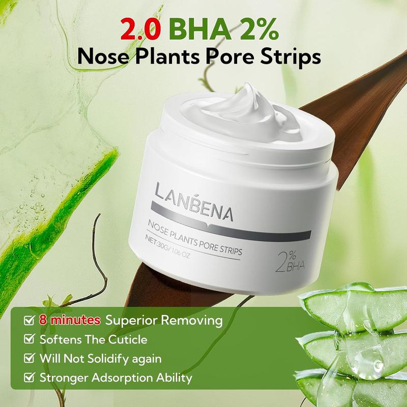 LANBENA 2.0 Blackhead Remover, Nose Plants Pore Strips Deep Cleansing Peel off Mask 【60Pcs】