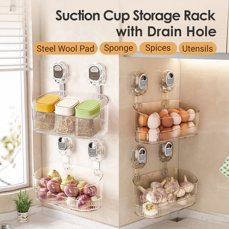 🔥Suction Cup Storage Rack with Drain Hole🔥