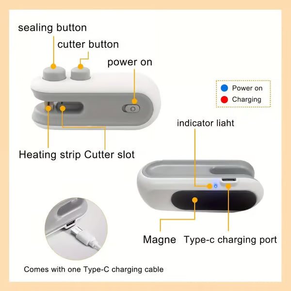 š„Buy 1 Get 1 Freeš„Small Household Portable Snack Plastic Bag Heat Sealing Machine