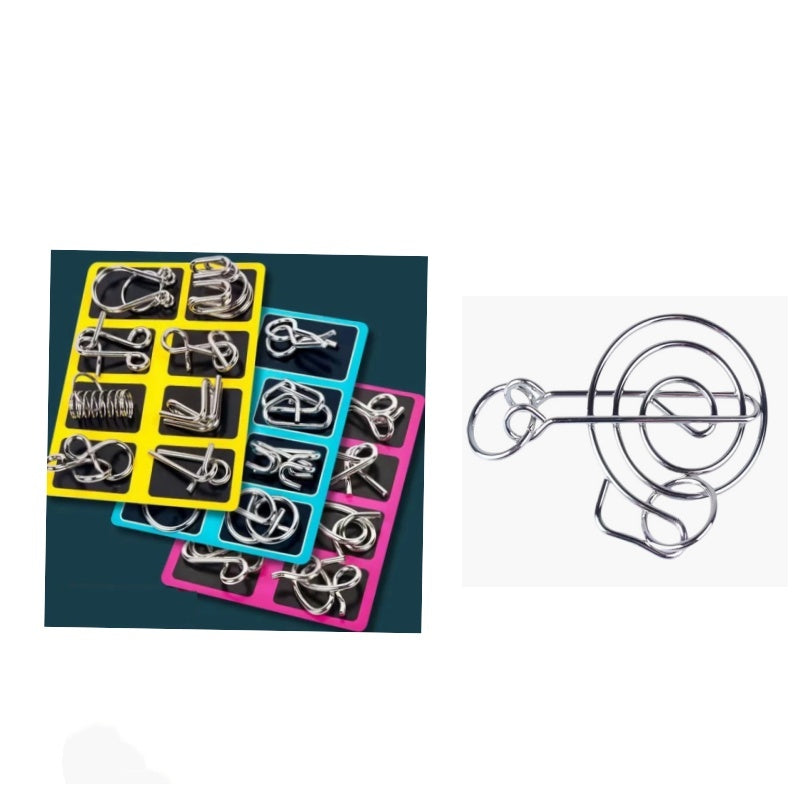 🔥Last day 50% Off 🔥Metal Puzzle Ring Eight-Piece Blue Version Brain Teasers,Developing the human brain