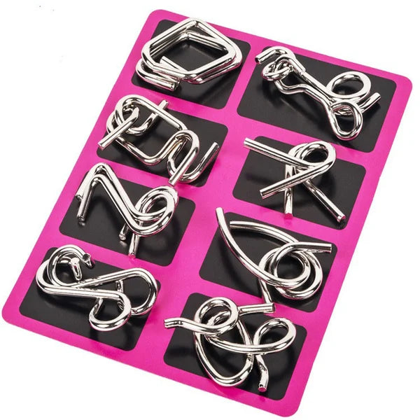🔥Last day 50% Off 🔥Metal Puzzle Ring Eight-Piece Blue Version Brain Teasers,Developing the human brain
