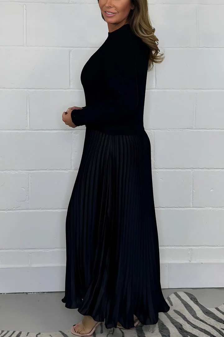 💖 Women's Solid Color Long Sleeve Jumper & Pleated Bottom Dress💖
