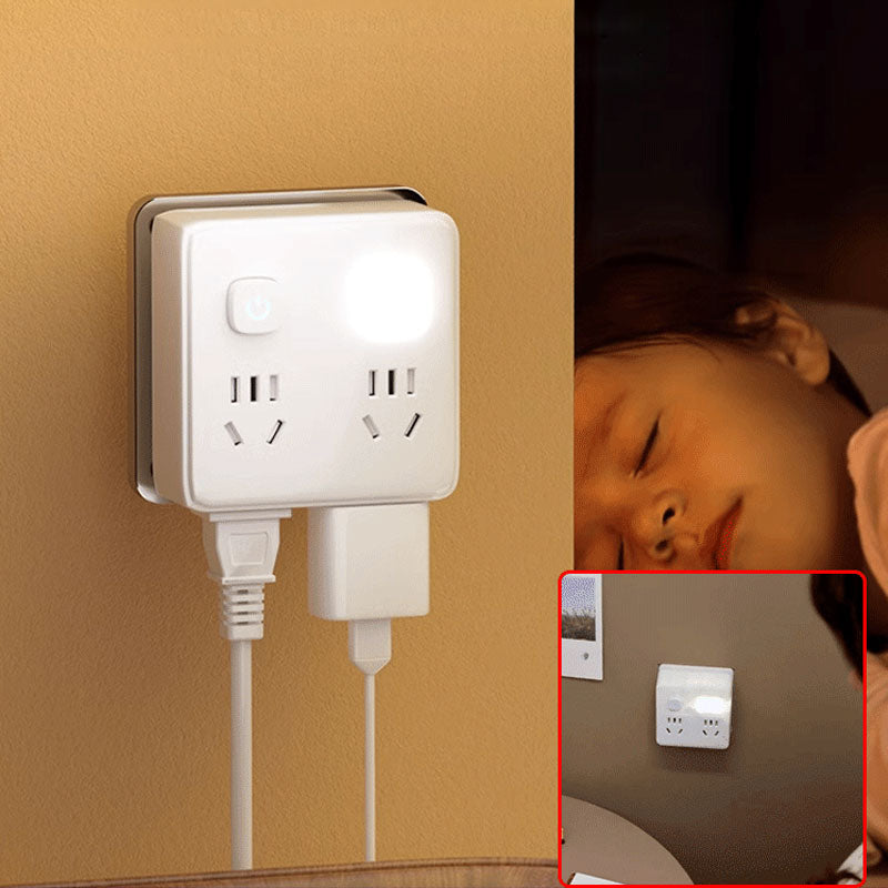 Convertitore a 2 pacchetti di socket multifunzione con luce notturna