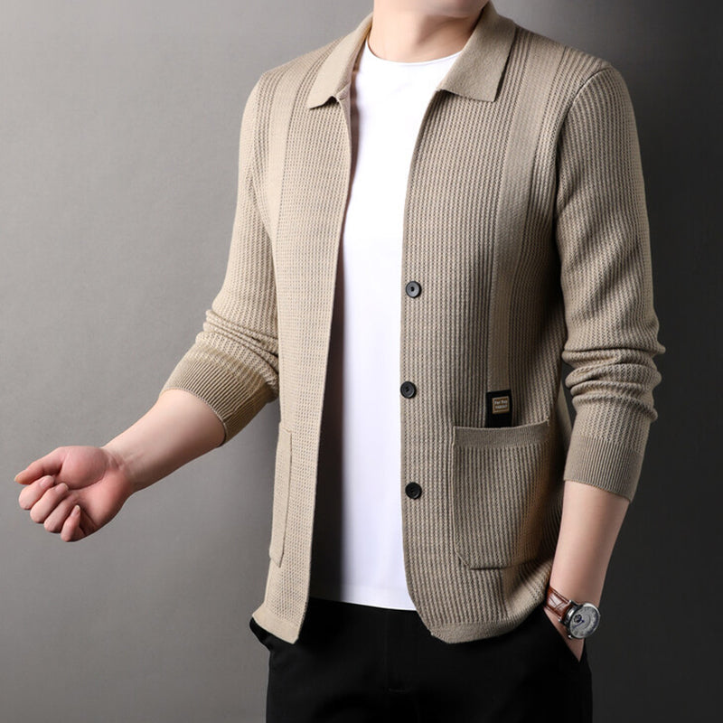 š„Men's Lapel Knitted Long Sleeve Coat