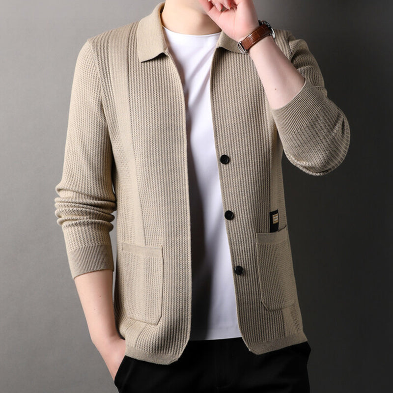 š„Men's Lapel Knitted Long Sleeve Coat