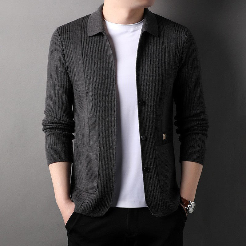 š„Men's Lapel Knitted Long Sleeve Coat