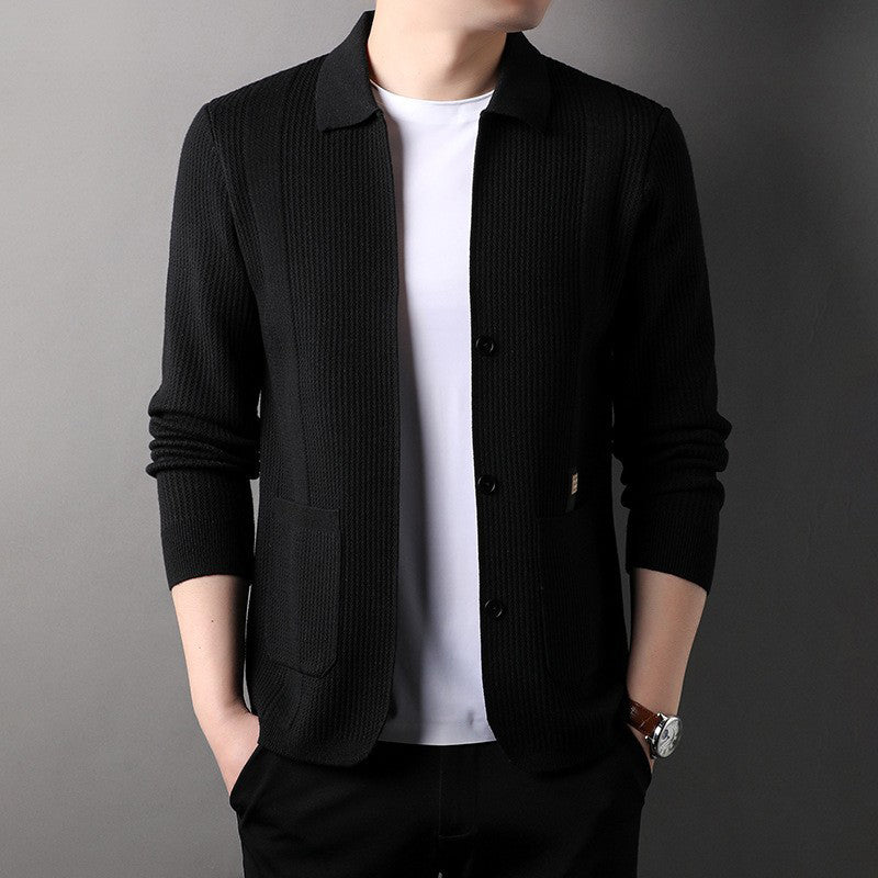 š„Men's Lapel Knitted Long Sleeve Coat