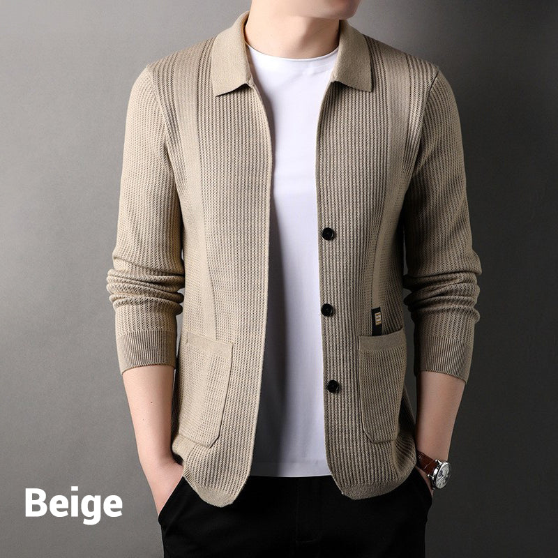 š„Men's Lapel Knitted Long Sleeve Coat