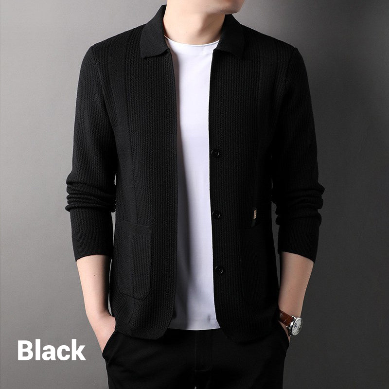 š„Men's Lapel Knitted Long Sleeve Coat