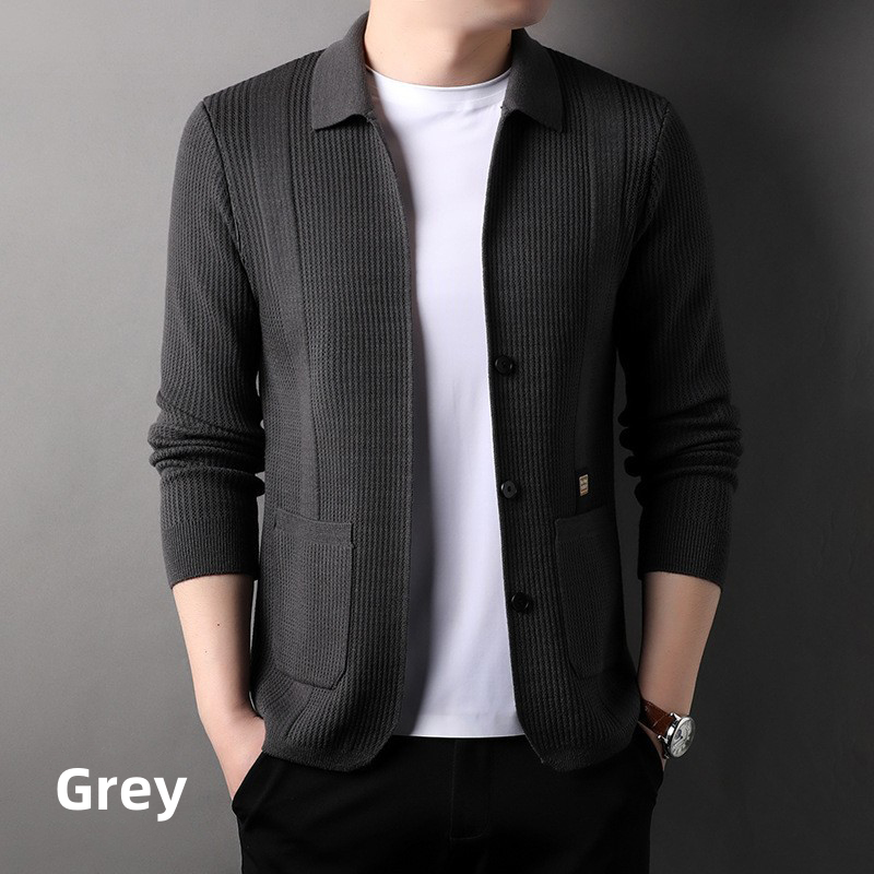 š„Men's Lapel Knitted Long Sleeve Coat