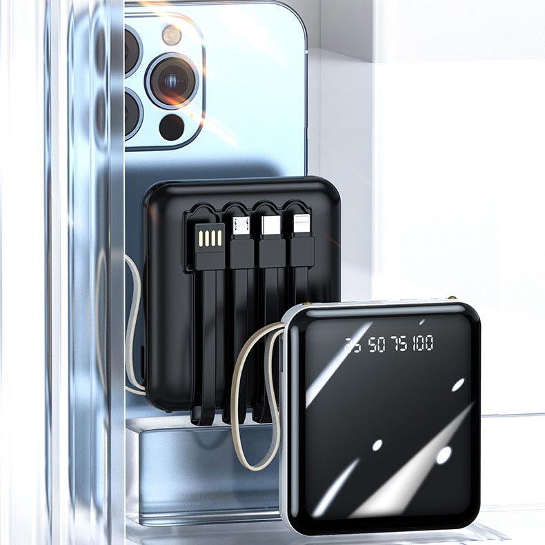 🔥SPEDIZIONE GRATUITA🔥Mini Power Bank da 20000 mAh a ricarica rapida con cavi integrati