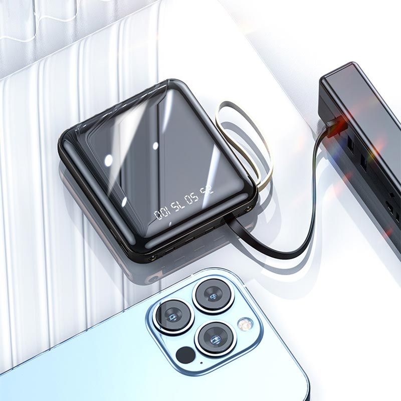 🔥SPEDIZIONE GRATUITA🔥Mini Power Bank da 20000 mAh a ricarica rapida con cavi integrati