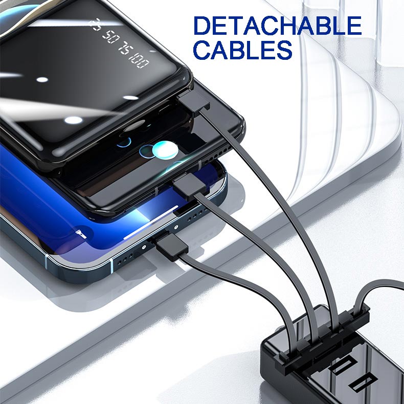 🔥SPEDIZIONE GRATUITA🔥Mini Power Bank da 20000 mAh a ricarica rapida con cavi integrati