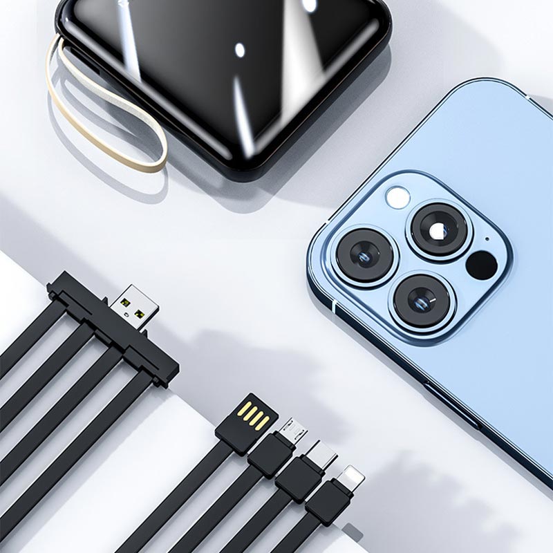 🔥SPEDIZIONE GRATUITA🔥Mini Power Bank da 20000 mAh a ricarica rapida con cavi integrati