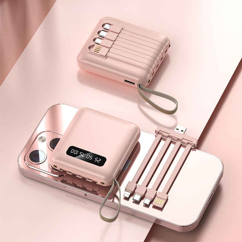 🔥SPEDIZIONE GRATUITA🔥Mini Power Bank da 20000 mAh a ricarica rapida con cavi integrati
