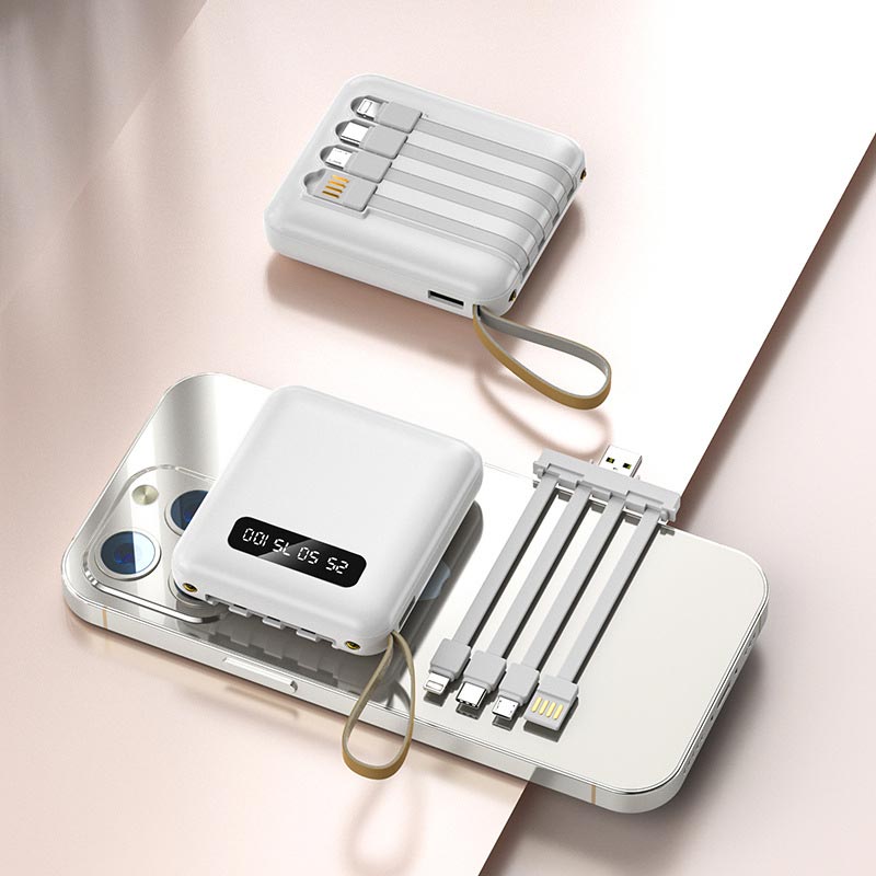 🔥SPEDIZIONE GRATUITA🔥Mini Power Bank da 20000 mAh a ricarica rapida con cavi integrati