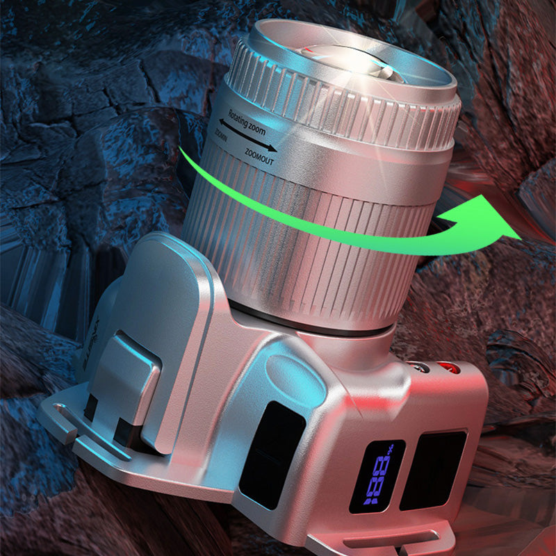 Lampe frontale à LED zoomable avec 6 modes et capteur de mouvement