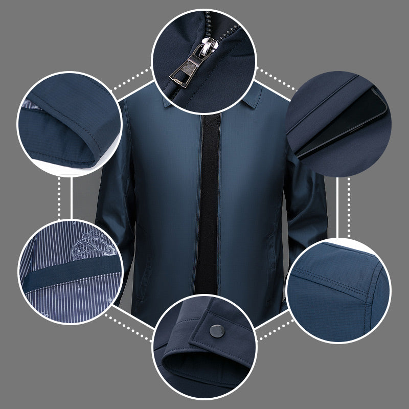 Veste à glissière de revers à trace de vent pour hommes