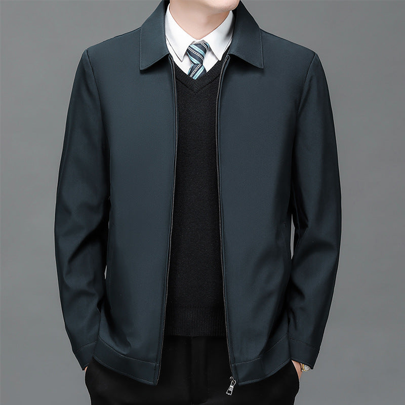 Veste à glissière de revers à trace de vent pour hommes