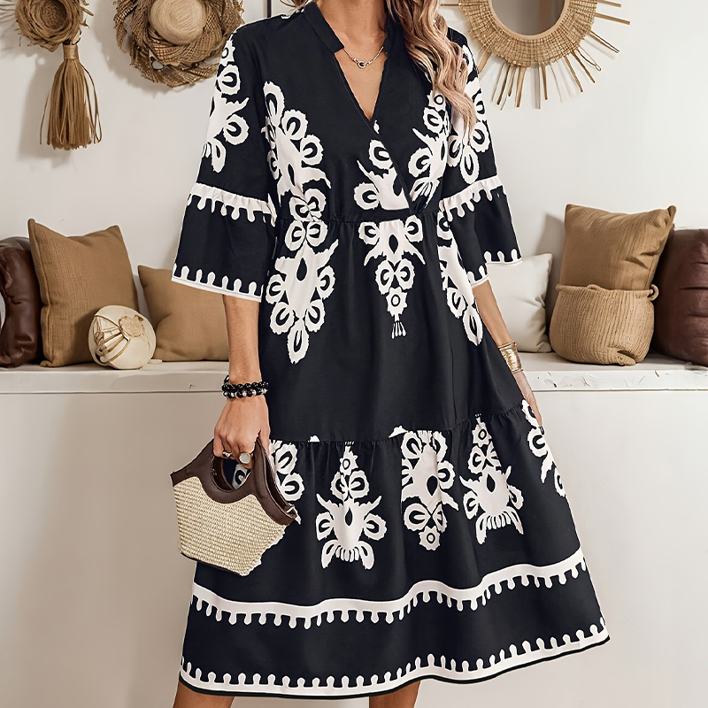 ⏳Time-limited Special⏰Printed V-Neck Casual Dress👗