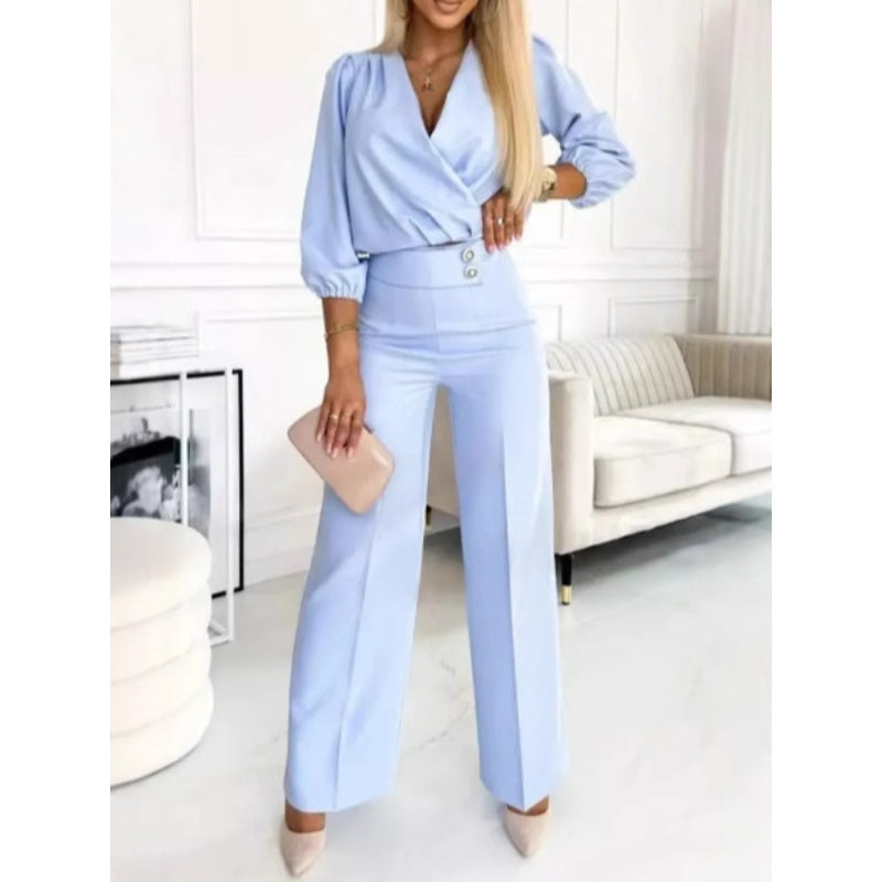 🌸New Arrival 50%OFF💖 Women's Fashion V-Neck Top and Pants Set