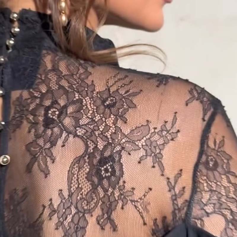 🖤Last Day Sale 50% Off 🖤 Women's Elegant Mock Neck Lace Back Midi Dress