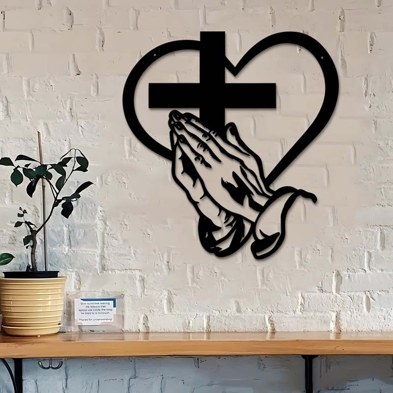 Elegant Christian Heart & Cross Wall Art