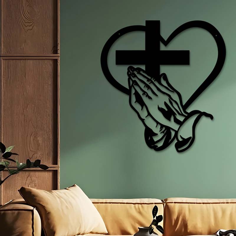 Elegant Christian Heart & Cross Wall Art