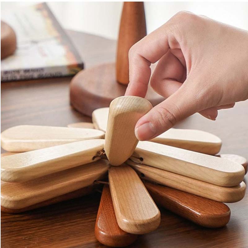 Wooden Tree-Shaped Trivet with Star or Apple