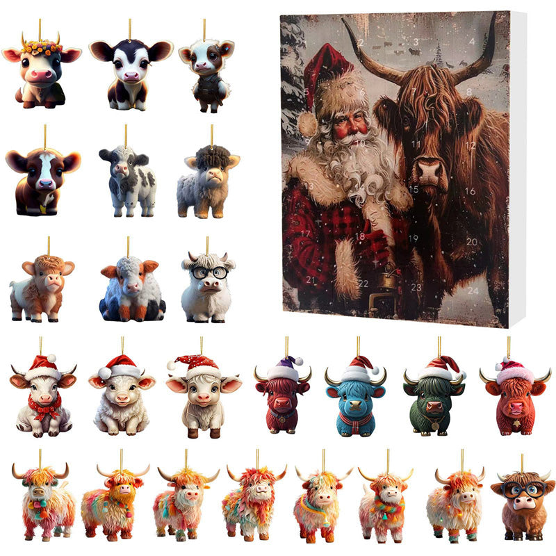🎄Christmas Sale 50% OFF🎉Advent Calendar with Highland Cow Design