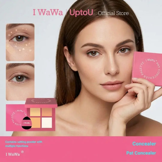 【I WaWa】 A Color Correcting Concealer Palette, 4 Shades, for Brightening and Defining, Hides Dark Circles and Dark Spots
