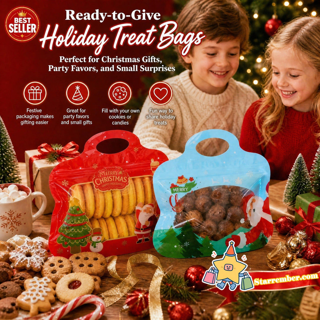 🍬Easy Fill, Easy Seal🎁 Festive Self-Seal Treat Bags – Santa & Snowman Print | Resealable, Food-Safe & Perfect for Cookies, Chocolates & Little Gifts 🎅